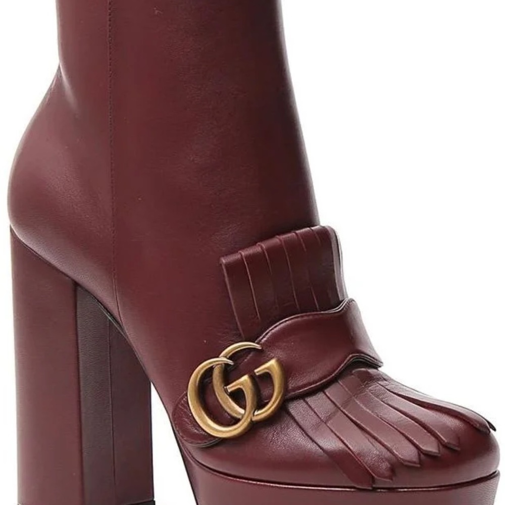 Authentic Gucci Marmont Fringe Platform Ankle Boots - Picture 10 of 11